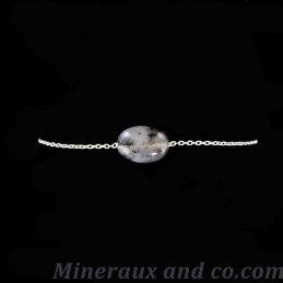 Bracelet argent 925 et cabochon en agate dendrite.