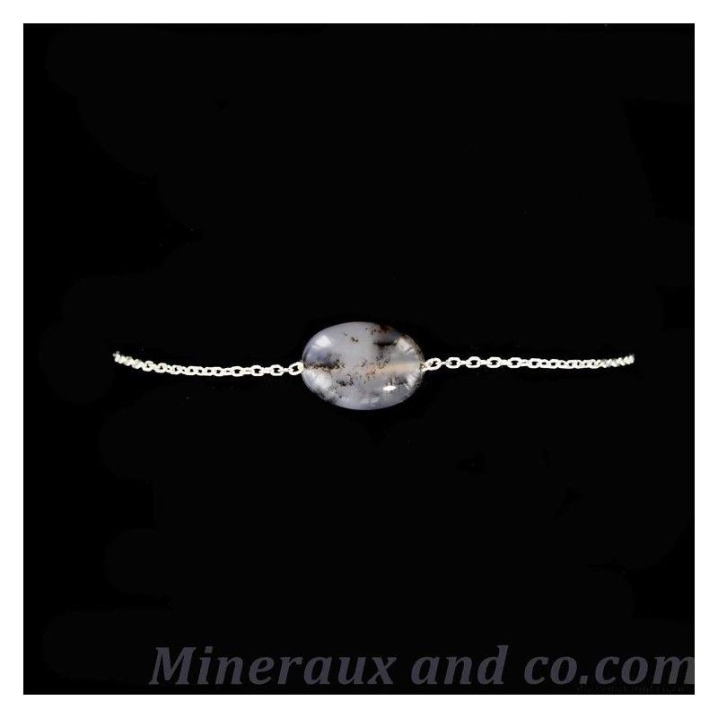 Bracelet argent 925 et cabochon en agate dendrite.