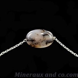 Bracelet argent 925 et cabochon en agate dendrite.