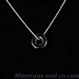 Collier argent et pendentif donut onyx