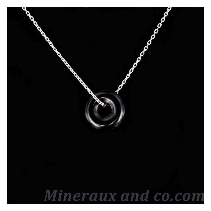 Collier argent et pendentif donut onyx