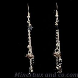 Boucles d'oreilles pendantes pierres et argent 925.