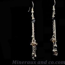 Boucles d'oreilles pendantes pierres et argent 925.