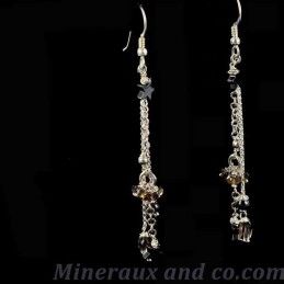 Boucles d'oreilles pendantes pierres et argent 925.