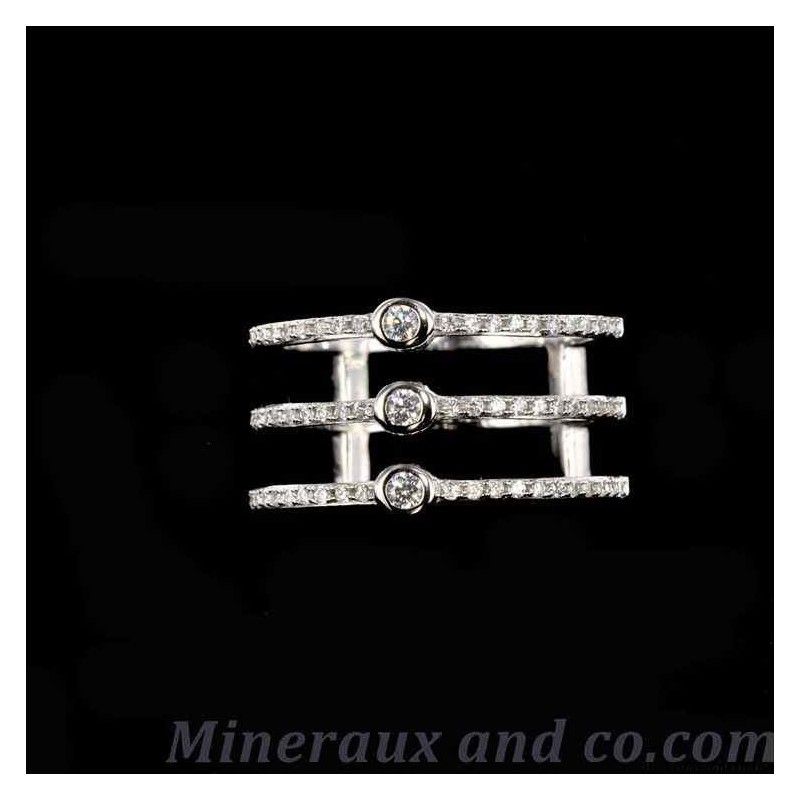 Bague argent trois alliances et zirconium transparent Bague argent trois alliances et zirconium transparent