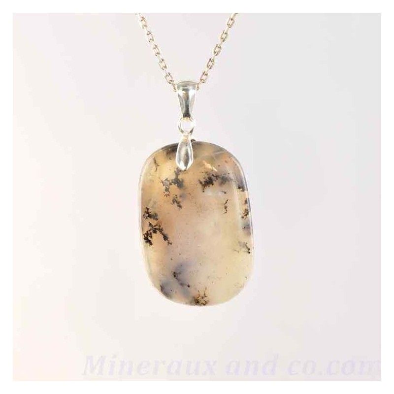 Pendentif En Argent 925 Avec Agate Dendrite (10,3 G) - Forme Ovale, Style Dendritique - Occasion
