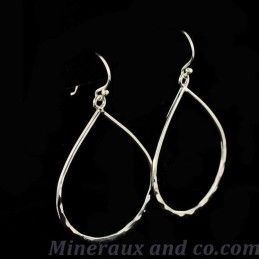 Boucles d'oreilles feuilles martelées argent 925.