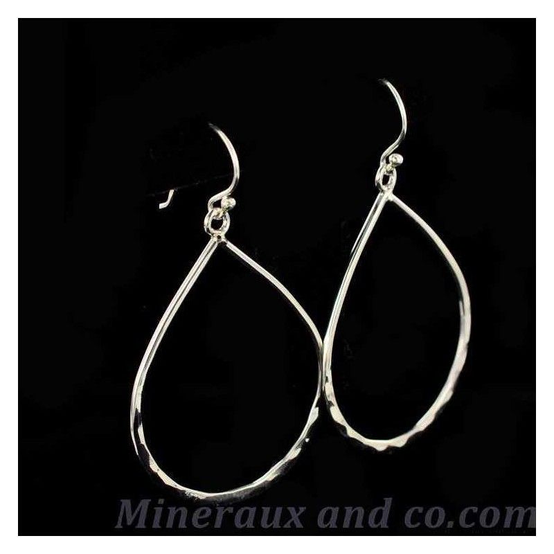 Boucles d'oreilles feuilles martelées argent 925.