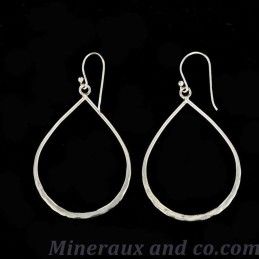 Boucles d'oreilles feuilles martelées argent 925.