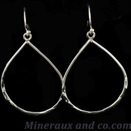 Boucles d'oreilles feuilles martelées argent 925.