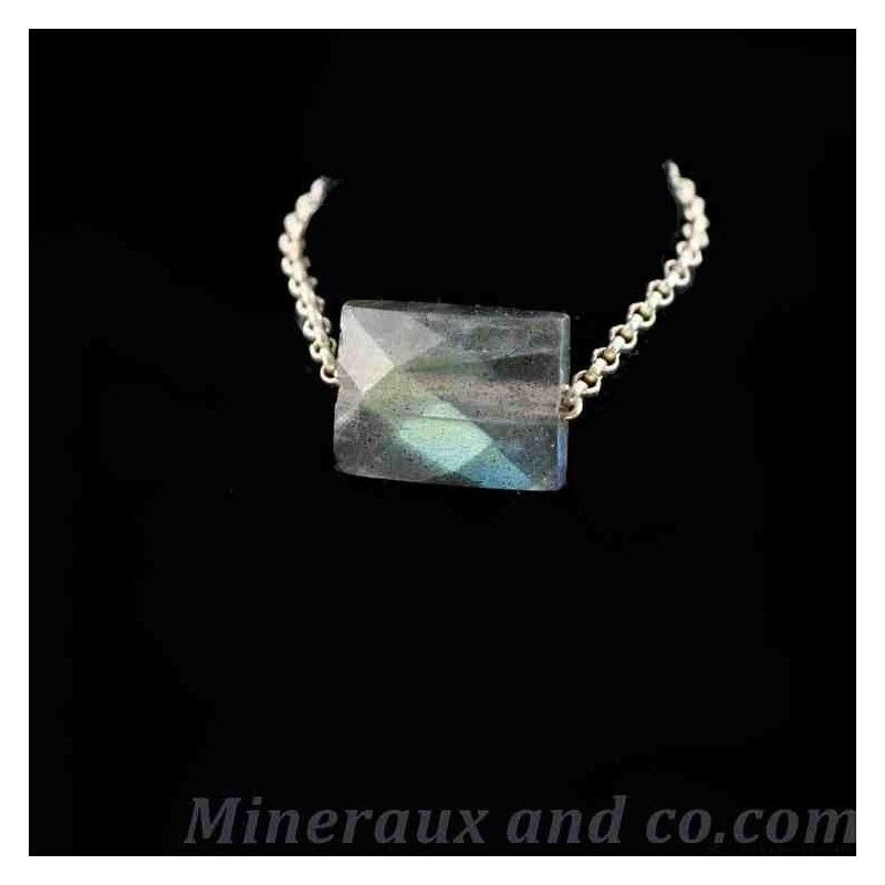 Bague chaîne labradorite taillée Bague chaîne labradorite taillée