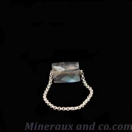 Bague chaîne labradorite taillée