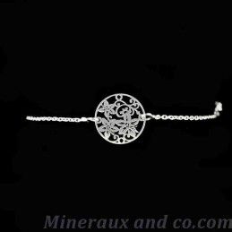 Bracelet médaille fleurs argent 925