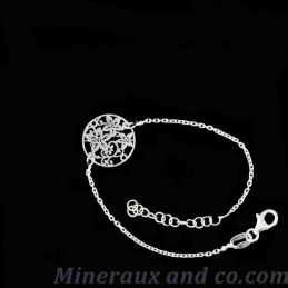 Bracelet médaille fleurs argent 925