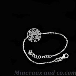 Bracelet médaille fleurs argent 925