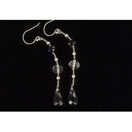 Boucles d'oreilles onyx et quartz.