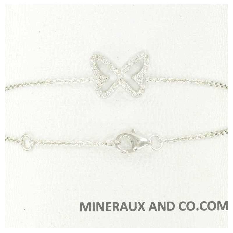 Bracelet papillon argent 925 et zirconiums.