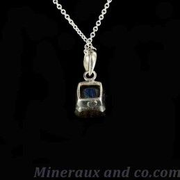 Pendentif labradorite chaîne argent 925.