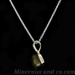 Pendentif labradorite chaîne argent 925.