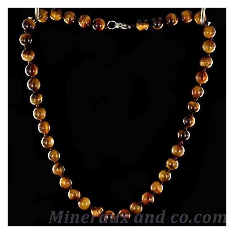 Collier perles en oeil du tigre