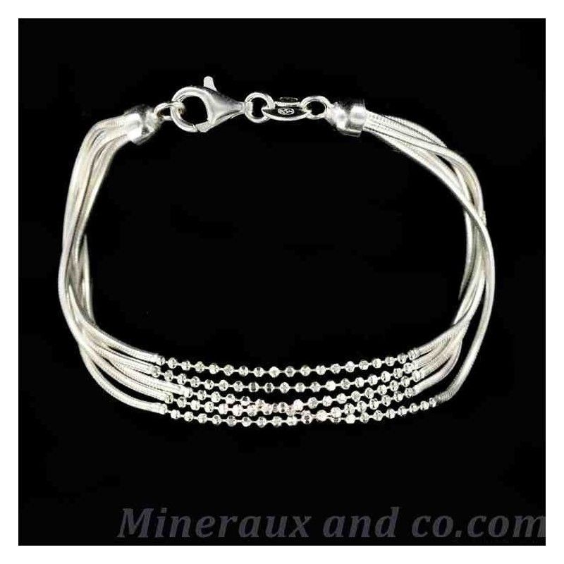 Bracelet cinq fils boules argent