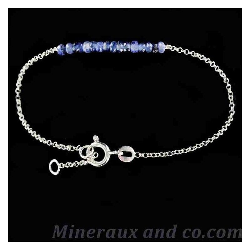 Bracelet perles de saphir chaîne argent