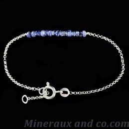 Bracelet perles de saphir chaîne argent
