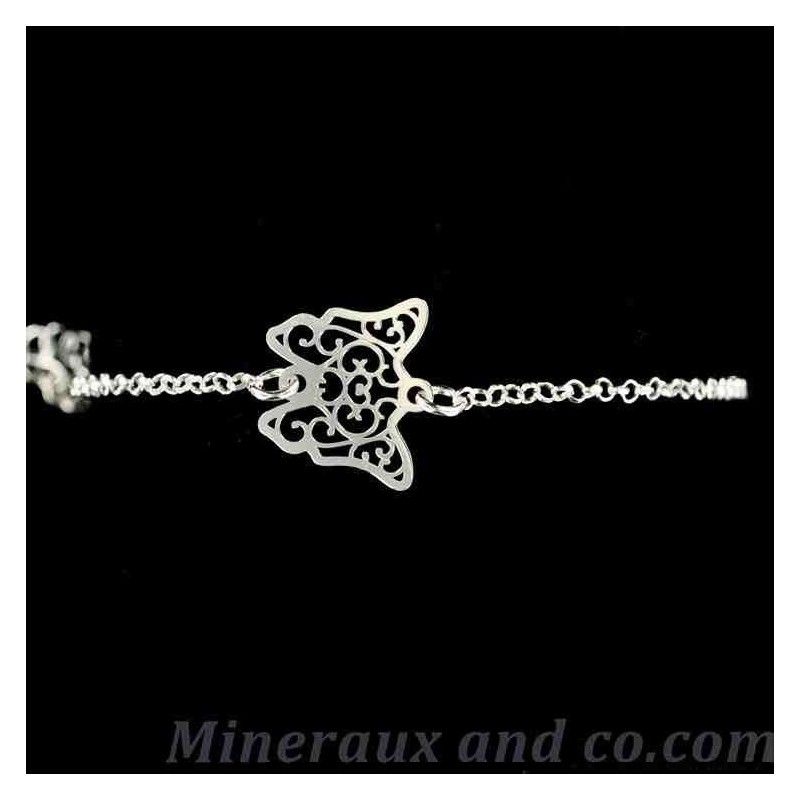 Bracelet médaille papillon argent 925.