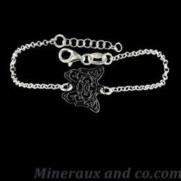 Bracelet médaille papillon argent 925.