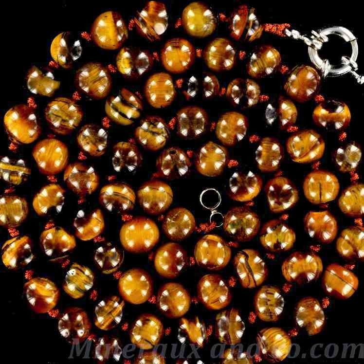 Collier En Pierres Naturelles D'oeil De Tigre Vert - Perles Brunes, Idéal Pour Un Cadeau