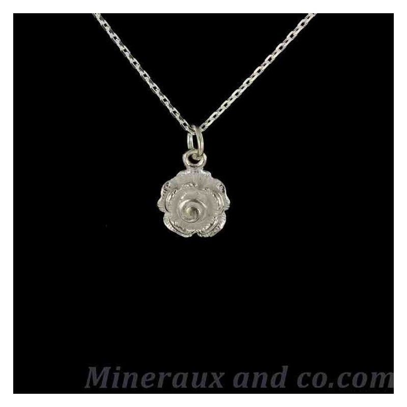 Pendentif rose d'argent