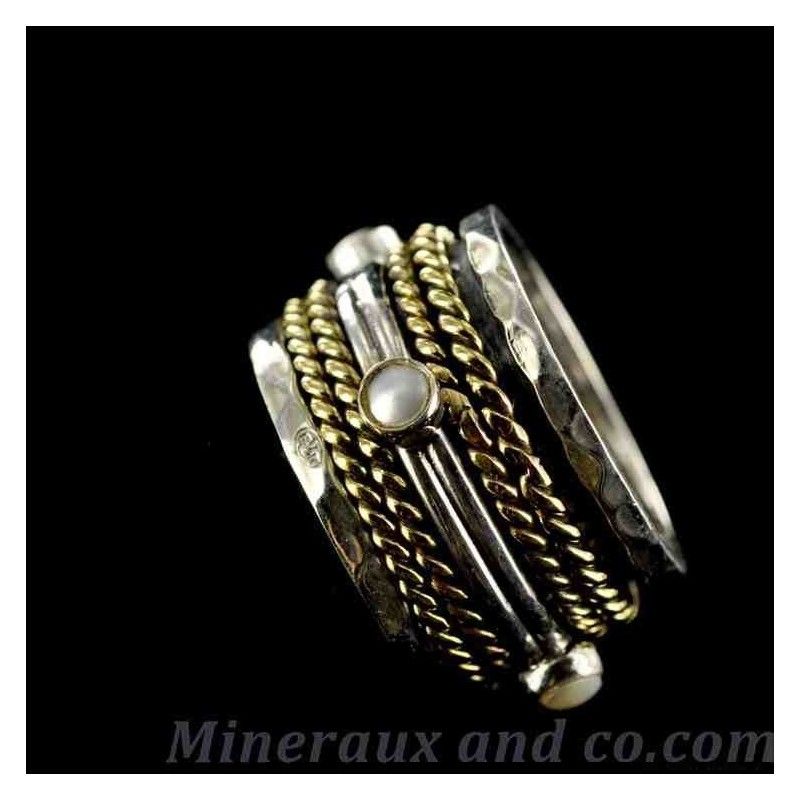 Alliance argent perles et bronze Alliance argent perles et bronze