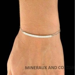 Bracelet argent double chaîne et barrette sertie