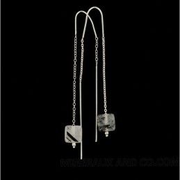 Boucles d'oreilles pendante quartz tourmaline noire