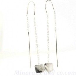 Boucles d'oreilles pendante quartz tourmaline noire