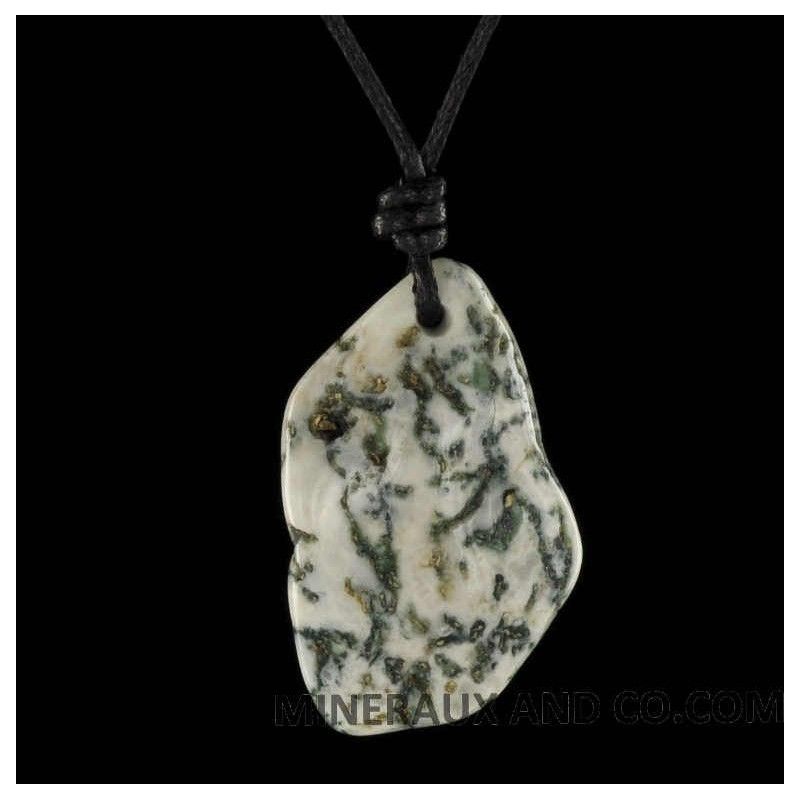 Pendentif agate d'arbre en pierre roulée.