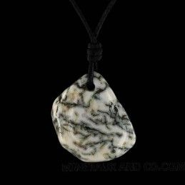 Pendentif agate d'arbre percée sur lien