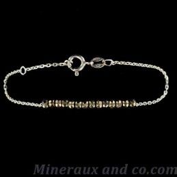 Bracelet perles de pyrite facettées argent 925.