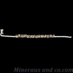 Bracelet perles de pyrite facettées argent 925.
