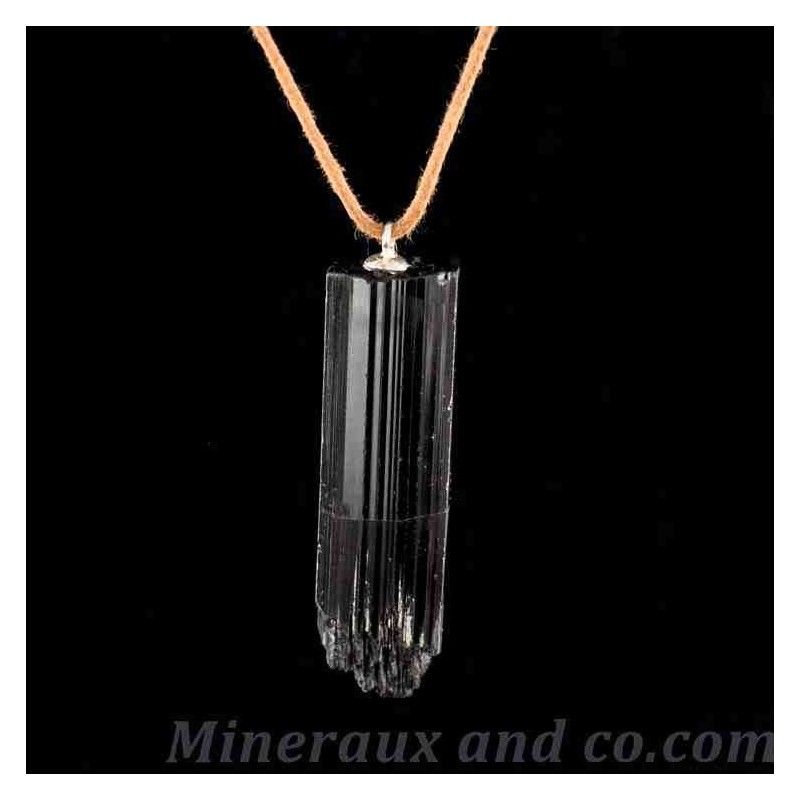 Pendentif en tourmaline noire et attache argent 925