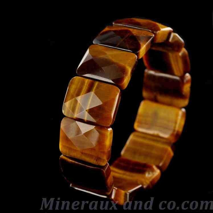 Bracelet Perles Oeil De Tigre Naturel Et Laiton - Sur Mesure - Neuf Sans Emballage