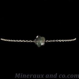 Bracelet chaine argent 925 et carré facetté en labradorite.