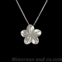 Pendentif chaîne argent 925 et fleur de nacre.