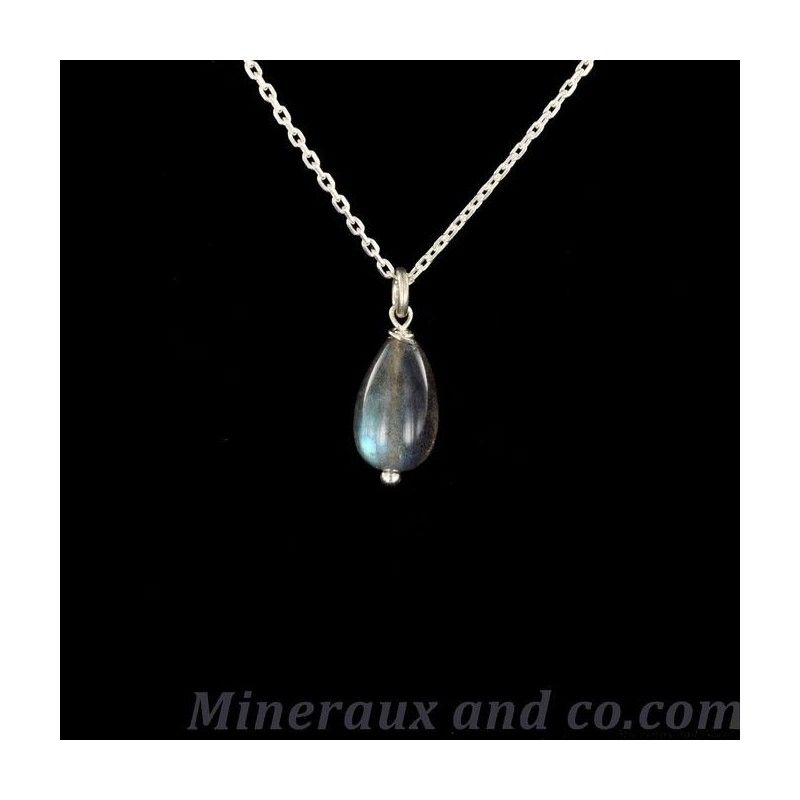 Pendentif chaîne argent 925 et labradorite