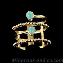 Bague plaquée or turquoise