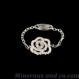 Bague chaîne rose argent 925 et zirconiums.