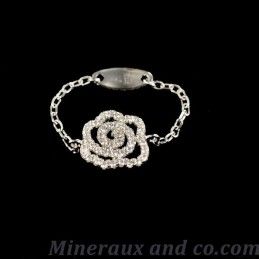 Bague chaîne rose argent 925 et zirconiums.