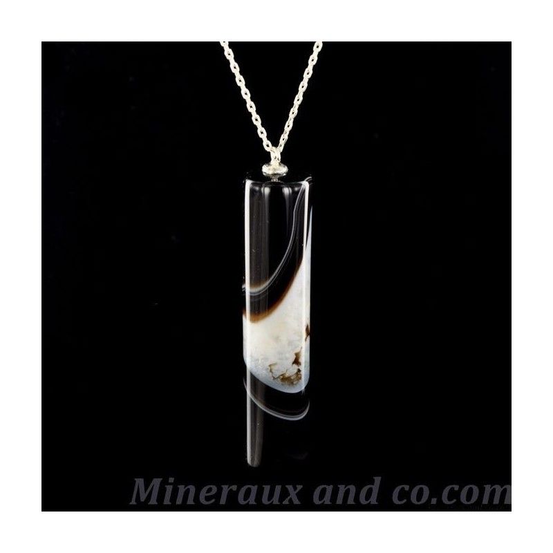 Pendentif En Argent 925 Et Onyx - Modèle P-AR-106, Très Joli, Neuf Avec étiquettes