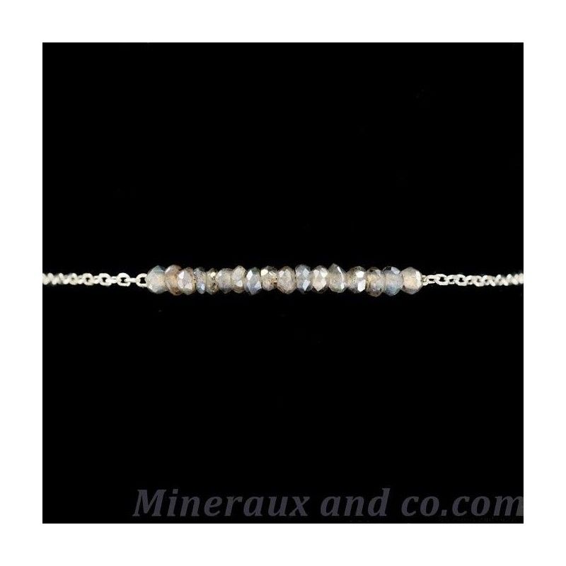 Bracelet perles de labradorite facettées argent 925 Bracelet perles de labradorite facettées argent 925