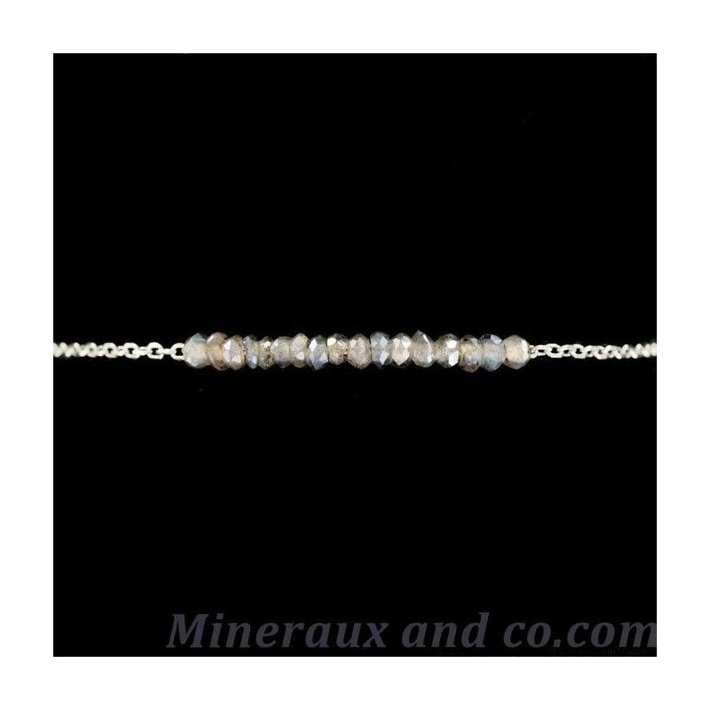 Bracelet perles de labradorite facettées argent 925